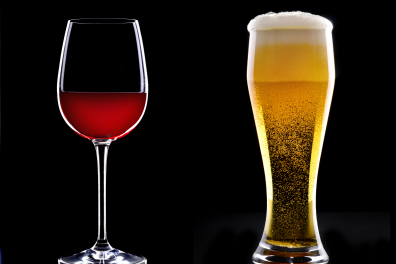 Bière et vin rouge